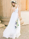 Spaghetti Straps Beach Lace Wedding Dresse Custom Wedding Gown Bridal Dresses GRDK010|Selinadress