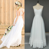 Spaghetti Straps Beach Lace Wedding Dresse Custom Wedding Gown Bridal Dresses GRDK010|Selinadress