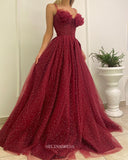 Spaghetti Straps Burgundy Prom Dress Beautiful Princess Long Evening Formal Dress #POL119|Selinadress