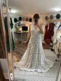 Spaghetti Straps Lace Boho Wedding Dresses Rustic Lace Country Wedding Dress KPY061|Selinadress