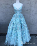 Spaghetti Straps Lace Prom Dresses Long Evening Gowns Mint Green Formal Dresses SED025