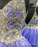Spaghetti Straps Lilac Long Prom Dress Backless Beaded Prom Dress Evening Dress SED017