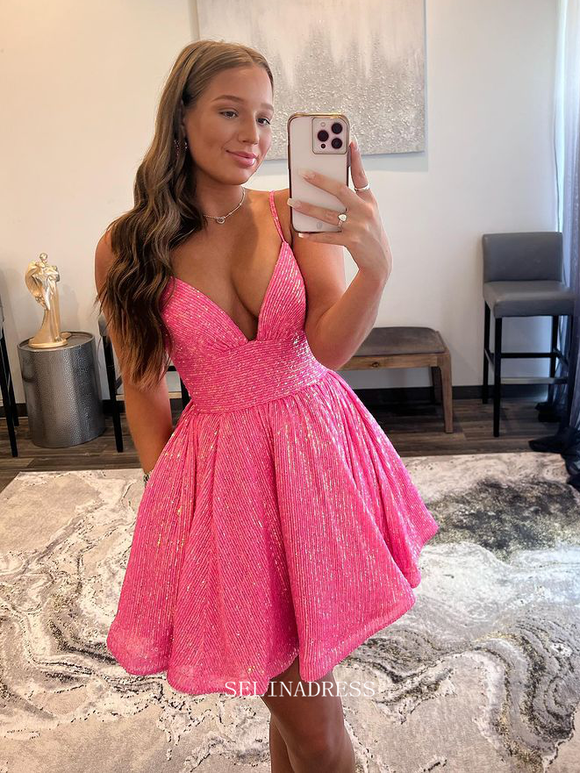 Short pink cocktail sales dress