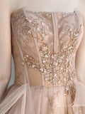 Strapless Beaded Cheap Beautiful Prom Dresses Long Formal Dresses SC006