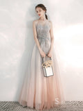 Strapless Pearl Pink Beaded Long Prom Dresses Ombre Formal Dresses SC005