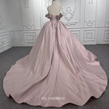 Strapless Pink Ball Gown Ruffles Prom Dress Princess Pageant Dress DY9879