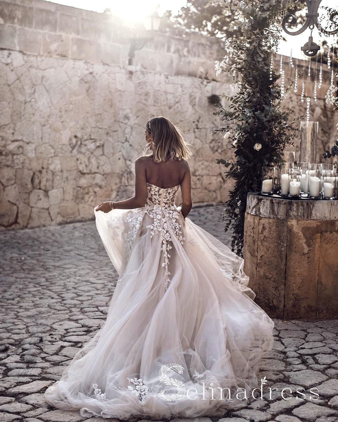 A-line Sweetheart Appliqued Beach Wedding Dresses Rustic Bridal Gowns SELINADRESS A-line Sweetheart Appliqued Beach Wedding Dresses Rustic Bridal Gowns SELINADRESS