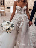 A-line Sweetheart Appliqued Beach Wedding Dresses Rustic Bridal Gowns SEW011|Selinadress