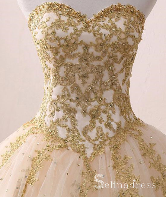 Sweetheart Ball Gown Princess Long Prom Dresses Gold Formal Gowns Evening Dress SED025 SELINADRESS Sweetheart Ball Gown Princess Long Prom Dresses Gold Formal Gowns Evening Dress SED025 SELINADRESS
