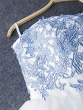 Sweetheart Elegant Homecoming Dress Tulle Blue Appliqued?Short Prom Dress On Sale HML004|Selinadress