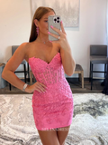 Sweetheart Lace Appliqued Short Prom Dress Cute Homecoming Dresses Hoco Dresses Pageant Dresses #TKL059|Selinadress