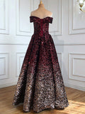 Sweetheart Sparkly Sequins Prom Dresses Ombre Long Evening Formal Gowns SC020
