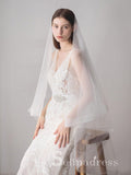 Two-Layers Ivory Tulle Knee Length Wedding Veils ALC011