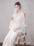 Two-Layers Ivory Tulle Knee Length Wedding Veils ALC011