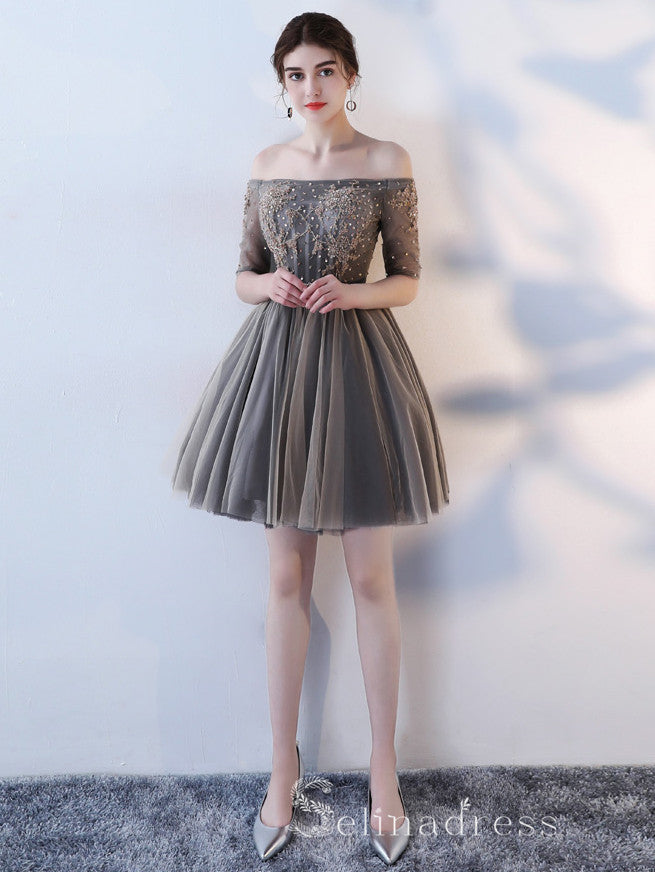 Unique Off-the-shoulder Cute Short Ptom Dress Homecoming Dresses MHL033 SELINADRESS Unique Off-the-shoulder Cute Short Ptom Dress Homecoming Dresses MHL033 SELINADRESS