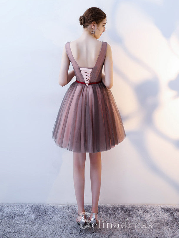 Unique V neck Burgundy Cute Short Ptom Dress Homecoming Dresses MHL035 SELINADRESS Unique V neck Burgundy Cute Short Ptom Dress Homecoming Dresses MHL035 SELINADRESS