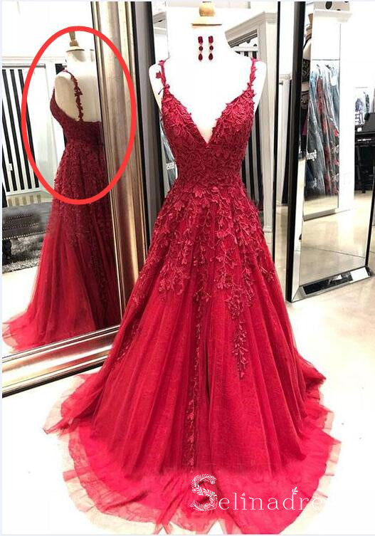V Neck Baby Blue Lace Long Senior Prom Dress With Applique Tulle Vinta SELINADRESS V Neck Baby Blue Lace Long Senior Prom Dress With Applique Tulle Vinta SELINADRESS