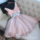 V neck Cute Homecoming Dresses With Sequins Pink Juniors Short Prom Drsess HML017|Selinadress