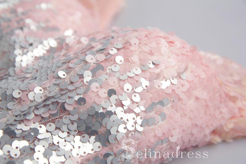 V neck Cute Homecoming Dresses With Sequins Pink Juniors Short Prom Dr SELINADRESS V neck Cute Homecoming Dresses With Sequins Pink Juniors Short Prom Dr SELINADRESS