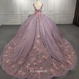 V neck Flower Tiered Sleeveless Ball Gown Evening Dress For Women DY9972|Selinadress