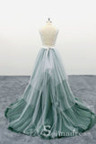 V neck Lace Long Prom Dresses Vintage Backless Formal Dresses Evening Gowns SED078|Selinadress