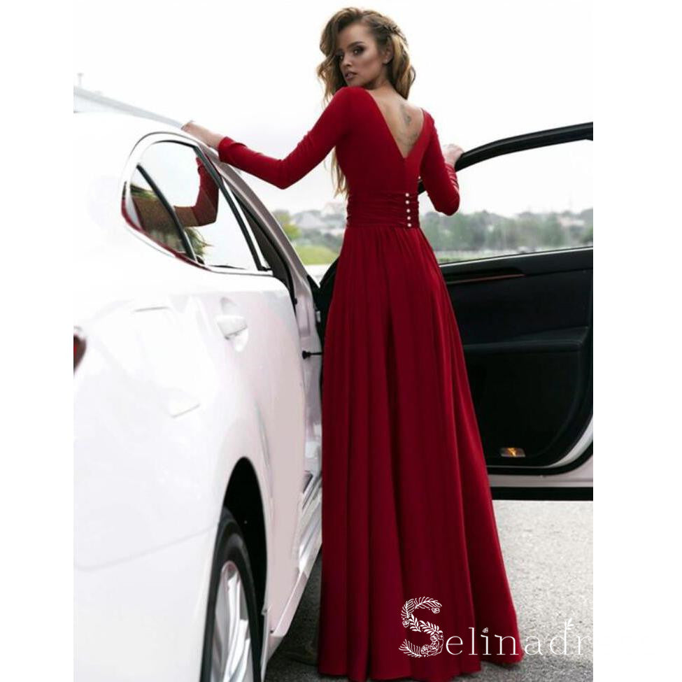 SEXY V-NECK SLEEVELESS LONG PROM DRESS WITH SPLIT,DS3518