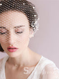 Vintage Ivory Mesh Birdcage Wedding Veils with Pearls ALC005